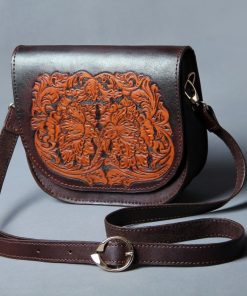 Engraved Cow Leather Shoulder Bag and Cow Crust 2