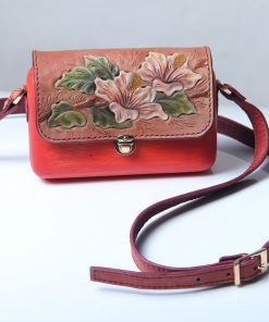 Engraved Leather and Wood Shoulder Bags 8